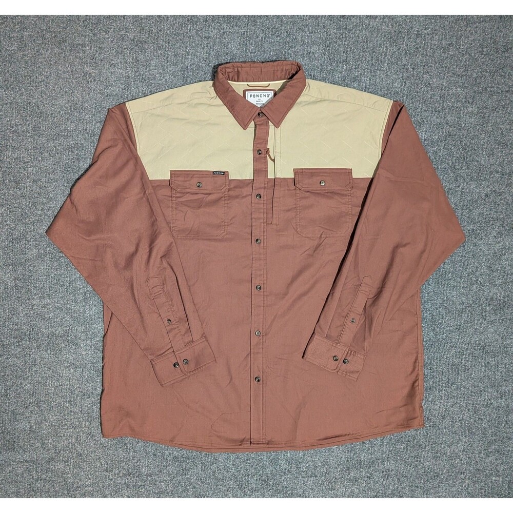 Poncho Flannel Shirt Mens XXL Regular Fit Long Sleeve